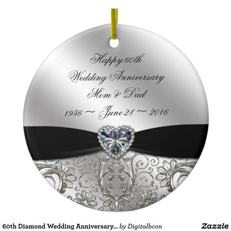 60th Diamond Wedding Anniversary Round Ornament Zazzle Diamond