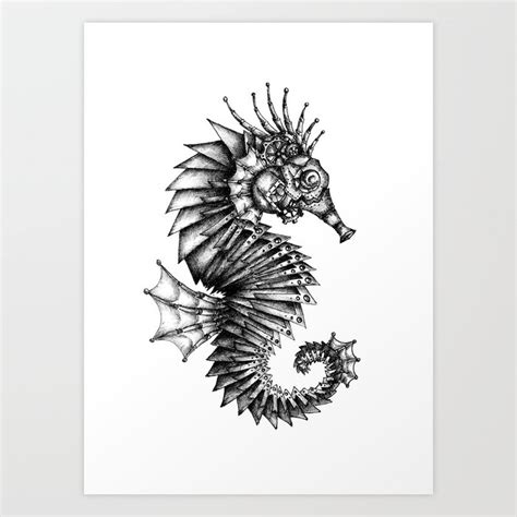 Steampunk Seahorse Art Print By Attention Illustration Society6