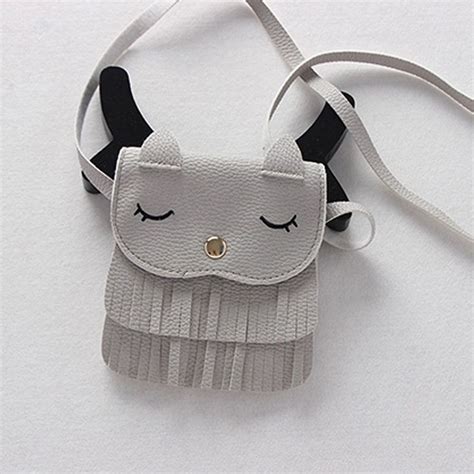 Cute Children Tassel Small Cat Shoulder Messenger Bag Girls Mini Coin