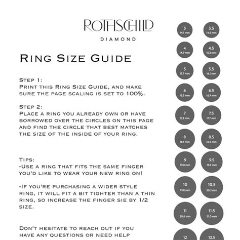 Ring Size Guide Rothschild Diamond Shop
