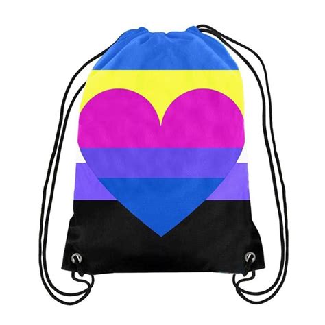 rainbow heart gay pride drawstring backpack digital printing sport for men and women school travel