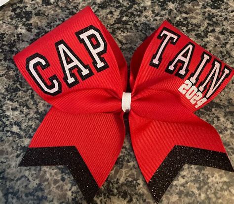 Custom Captain Cheer Bow In Your Team Colors Great Sideline Etsy Cheer Bows Cheerleading