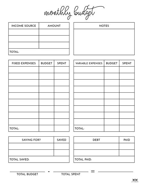 Monthly Budget Planners 20 FREE Printables Printabulls Budgeting