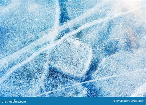Blue Ice With Air Bubbles In The Frozen Lake Stock Photo Image Of