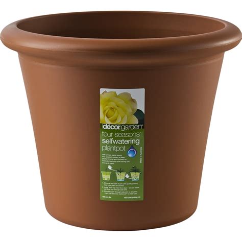 Decor 400mm Four Seasons Terracotta Self Watering Plastic Pot In