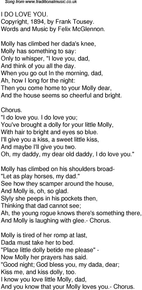 Old Time Song Lyrics For 45 I Do Love You
