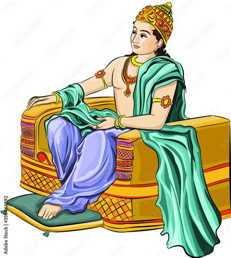 Vecteur Stock Vector Illustration Of The Indian King Sitting In Traditional Dress Used In