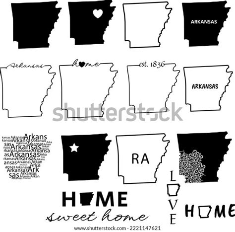 Arkansas State Map Set Outline Vector Stock Vector Royalty Free