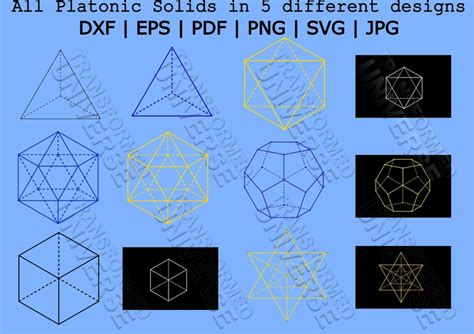 Platonic Solids Bundle Sacred Geometry Vector Clip Art Cut Etsy