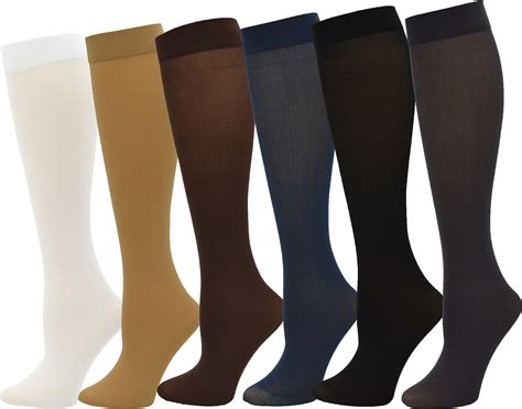 queen size trouser socks for women 6 pairs stretchy opaque knee high