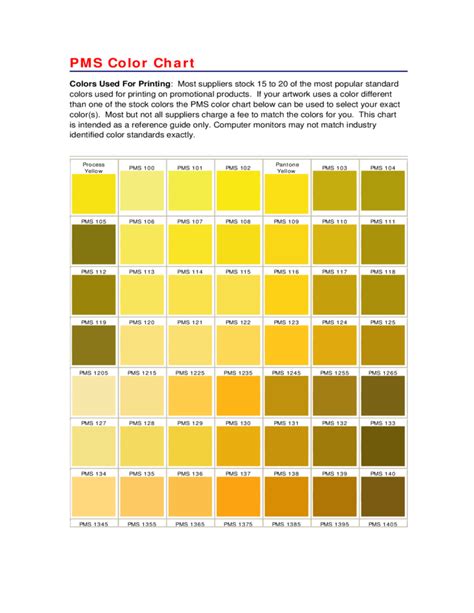 General Printing Color Chart Free Download