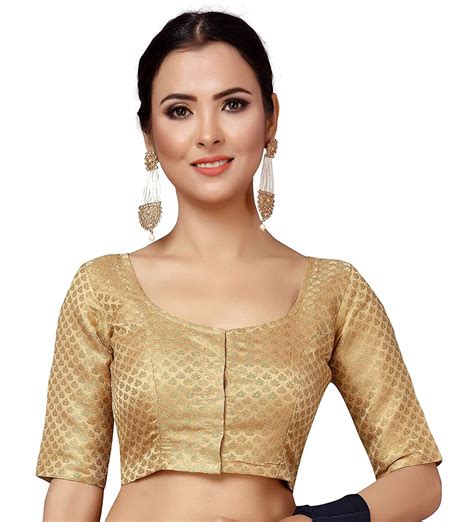 golden brocade silk blouse designer blous indian readymade sari top bollywood sari choli party