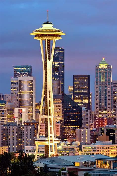 Pictures Of The Seattle Space Needle At Night Space Wallpaper