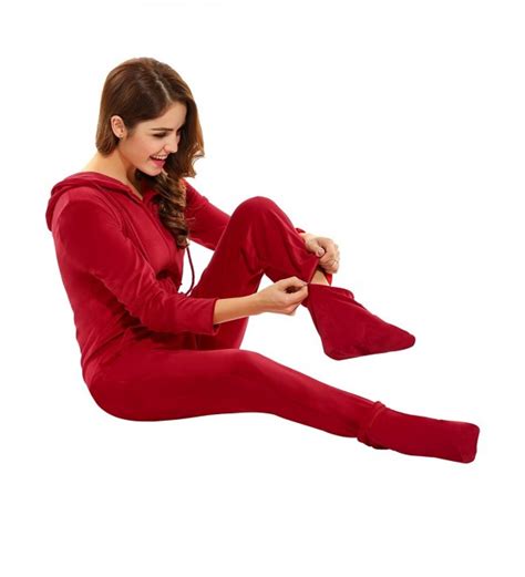 Womens Coral Cashmere Onesie With Hooded Footed Jumpsuit Pajamas S Xl