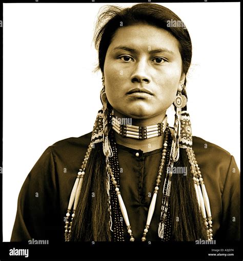 Portrait Of A Native American Woman Stock Photo Alamy