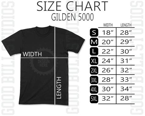 Gildan 5000 Size Chart Flat Lay Mockup T-shirt Gildan Size | Etsy