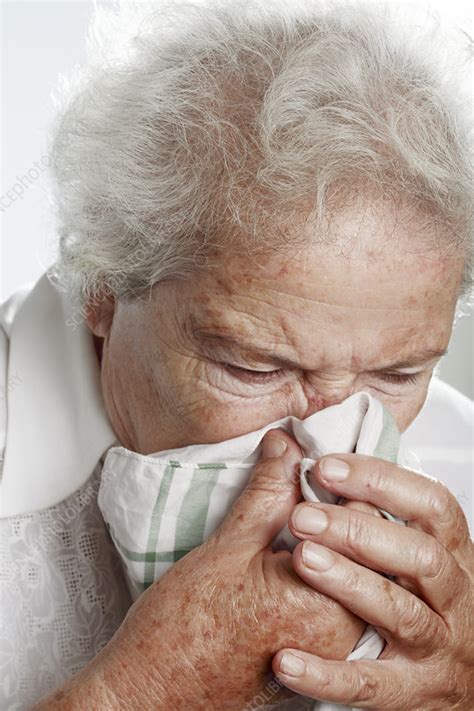 Elderly Woman Sneezing Stock Image M1300935 Science Photo Library