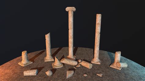 3d Model Broken Columns Set Cgtrader