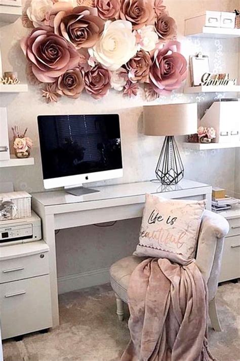 Inside a home with super smart storage spaces. Pretty Home Office Ideas For Women - Beautiful Glam Chic ...