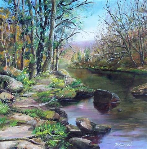 Donna Munsch Fine Art Original Oil Painting Pathway By River