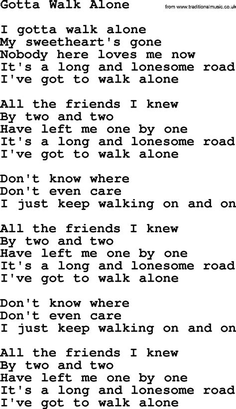 Willie Nelson Song Gotta Walk Alone Lyrics