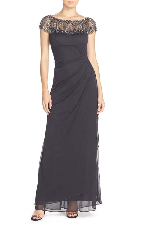 Nordstrom 208 Xscape Embellished Illusion Ruched Jersey Gown