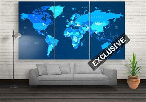 Large Modern World Map Wall Decor Canvas Prints By Canvasfactoryco