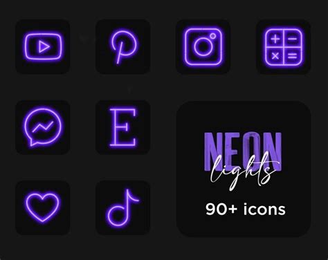 Neon Ios Icon Pack Aesthetic Iphone Ios 14 Realistic Neon Etsy Yellow
