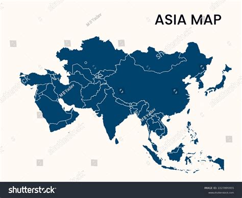 Map Asia Continent Solid Map Asia Stock Illustration 2227895955