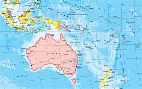 Australia I Oceania Mapa Konturowa Margaret Wiegel
