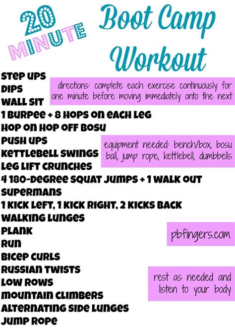 20 Minute Boot Camp Workout Peanut Butter Fingers