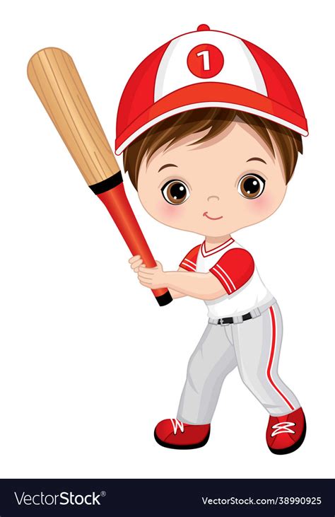 Cute Little Boy Playing Baseball Baseball Boy Vector Image