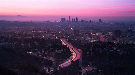 Wallpaper City Aerial View Road Sunset Los Angeles United States