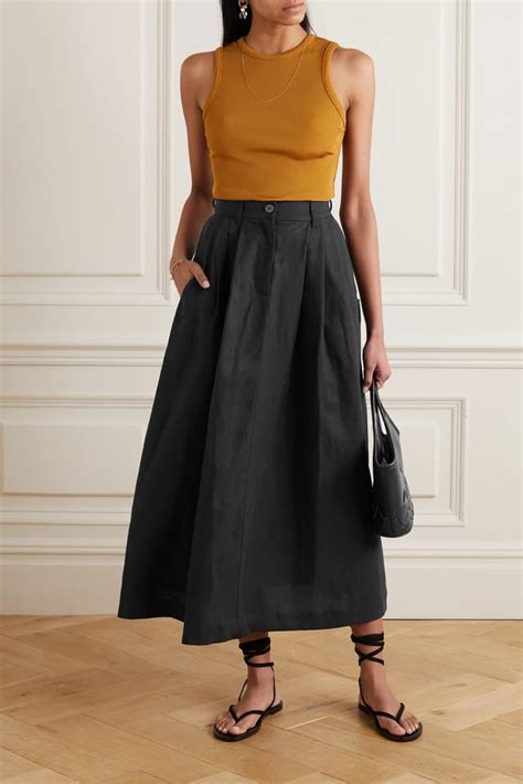 Tulay Pleated Lyocell And Organic Linen Blend Midi Skirt Endource
