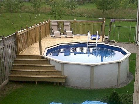 15 Round Above Ground Pool With Simple Deck Pool Deck Plans