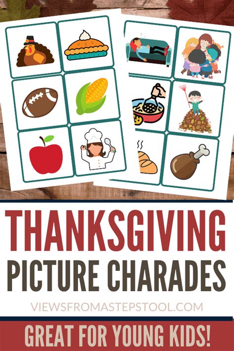 Thanksgiving Picture Charades Printable Game For Young Kids