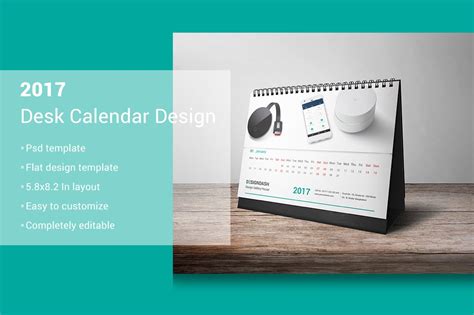 2017 Desk Calendar Design Stationery Templates Creative Market