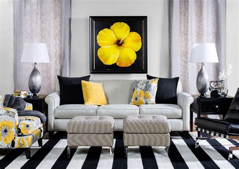 Black And Yellow Living Room Contemporary Living Room Los Angeles