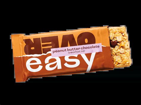 Over Easy Peanut Butter Dark Chocolate Breakfast Bar 18 Oz 12 Per Box Midwest Distribution