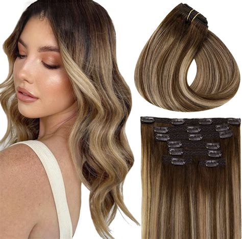 Vivien Clip In Hair Extensions Human Hair 14 Inch Balayage Clip In Hair Extensions For Women