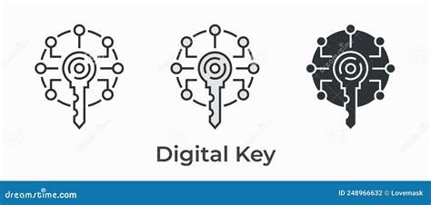 Digital Key Icon Black Vector Illustration Isolated On White