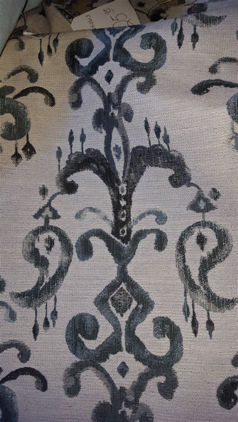 Dark Gray Teal Ivory Woven Ikat By Barrow Upholstery Fabric Etsy