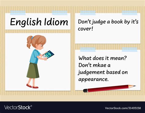 English Idiom Dont Judge A Book Its Cover Vector Image