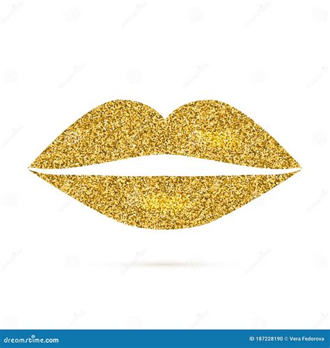 golden lips isolated on white background shiny gold glitter lip icon woman s mouth stock