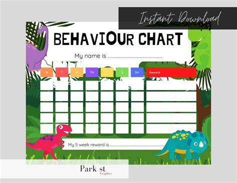 Dinosaur Reward Chart Boys Toddler Printable Behavior Etsy