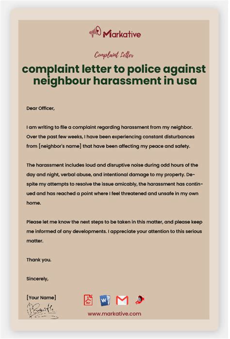 How To Write Best Complaint Letter To Police Against Neighbour Harassment [5 Templates] Markative