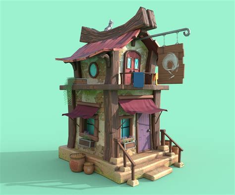 3d Model Lowpoly Stylized Large House Vr Ar Low Poly Cgtrader