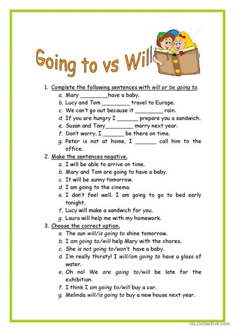 Be Going To Or Will Practice General English Esl Worksheets Pdf And Doc