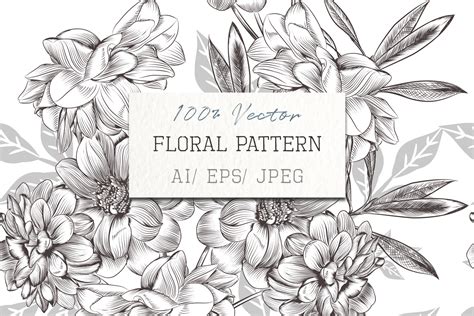 Vector Hand Drawn Flowers Vintage Style Graphic By Fleurartmariia