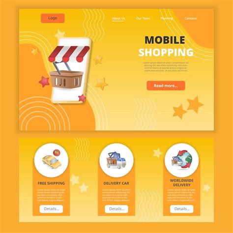 Premium Vector Mobile Shopping Flat Landing Page Website Template